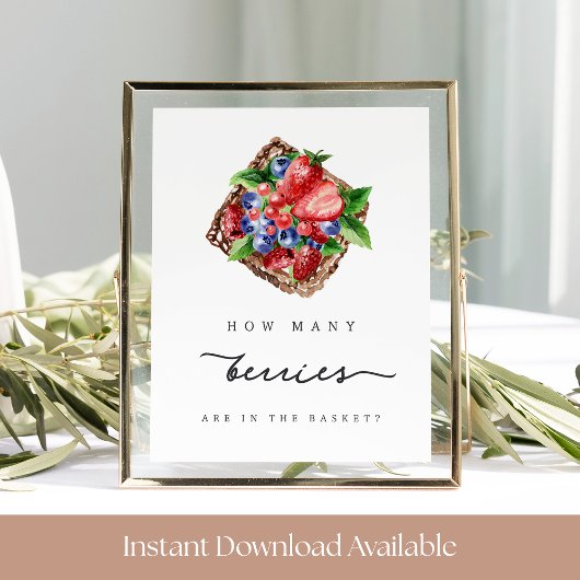 How Many Berries Bridal Shower Guessing Game Sign Poster