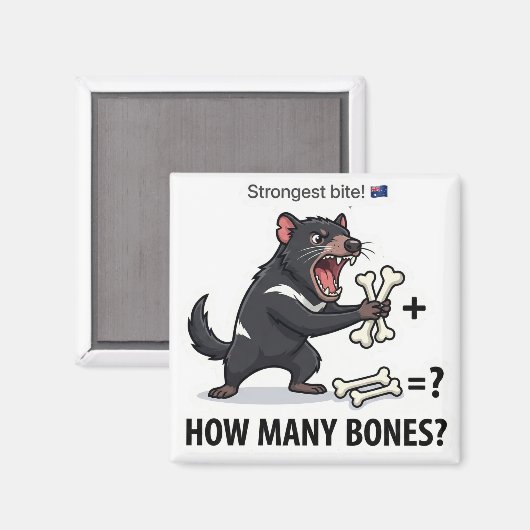 How Many Bones? Tasmanian Devil Math Game Magnet (Voorkant / Achterkant)