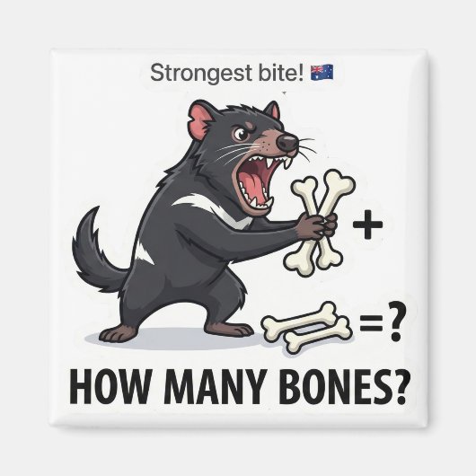 How Many Bones? Tasmanian Devil Math Game Magnet (Voorkant)