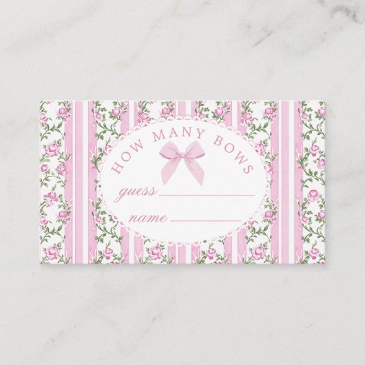 How many Bows Coquette Pink Bow Baby Shower Informatiekaartje (Voorkant)