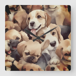 How many brown puppies vierkante klok