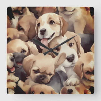 How many brown puppies vierkante klok