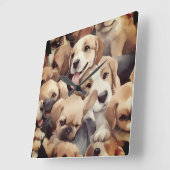 How many brown puppies vierkante klok (Hoek)