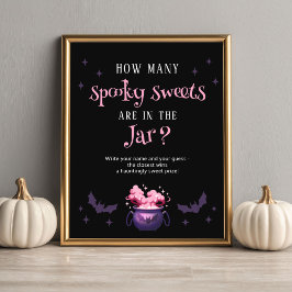How Many Candies Halloween Baby Shower Game Poster