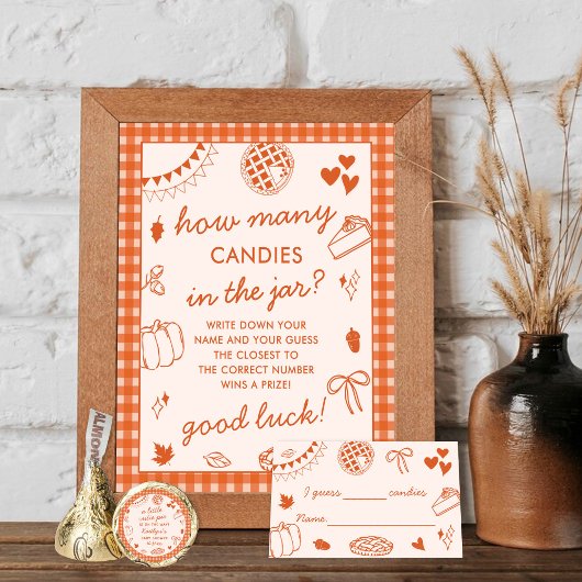 How Many Candies In The Jar? Baby Shower Game Card Informatiekaartje