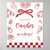 How many candies Italian Red Bow Hand drawn game Poster (Voorkant)
