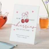 How Many Cherries Chic Cherry Baby Shower Game Reclamebord Met Voetstuk (Insitu)