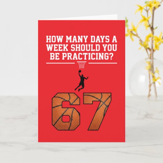 How Many Days Funny 67 Meme Basketball Saying Kaart (Gele Bloem)