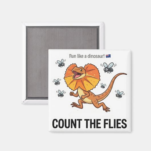 How Many Flies? Frilled Neck Lizard Math Game Magn Magneet (Voorkant / Achterkant)