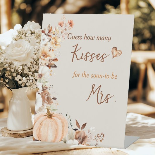 How Many Kisses Game Fall Bridal Shower Reclamebord Met Voetstuk