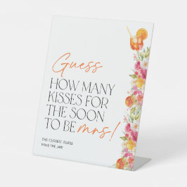 How Many Kisses Sign Bridal Shower Game Spritz Reclamebord Met Voetstuk