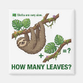 How Many Leaves? Sloth Brazil Math Game Magneet (Voorkant)