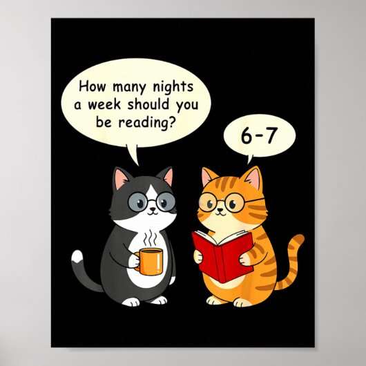 How Many Nights Reading 67 Englieacher Cats Book L Poster (Voorkant)