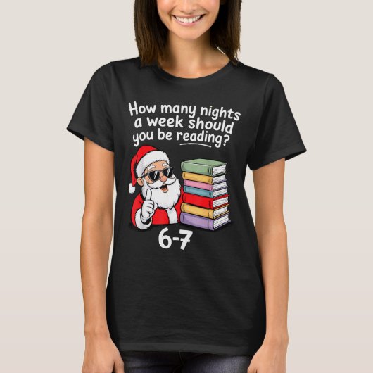 How Many Nights Reading Teacher 67 Christmas Six S T-shirt (Voorkant)