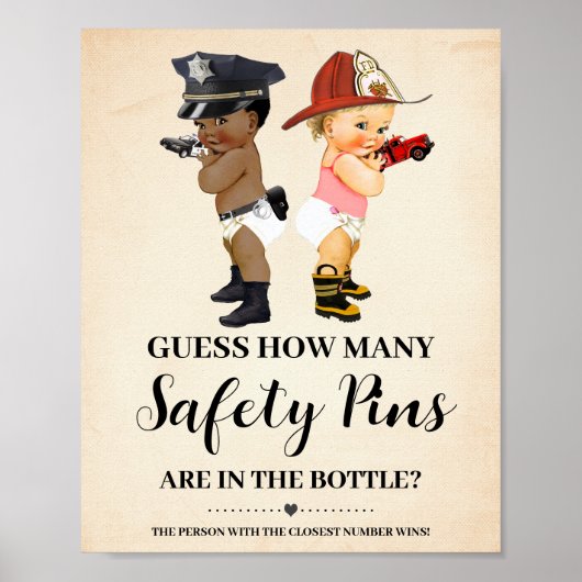 How Many Safety Pins Game Little Recruit Shower Poster (Voorkant)
