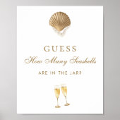 How Many Seashells Bridal Shower Game Sign Poster (Voorkant)