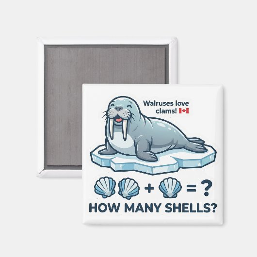 How Many Shells? – Walrus Math Learning Magnet (Voorkant / Achterkant)
