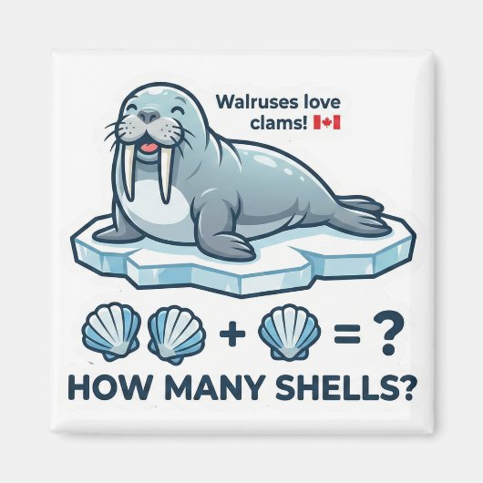 How Many Shells? – Walrus Math Learning Magnet (Voorkant)