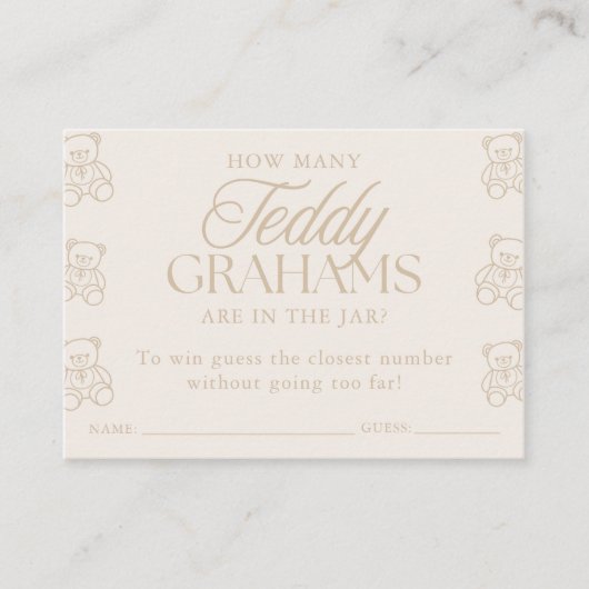 How Many Teddy Grahams Baby Shower Guessing Game Informatiekaartje (Voorkant)