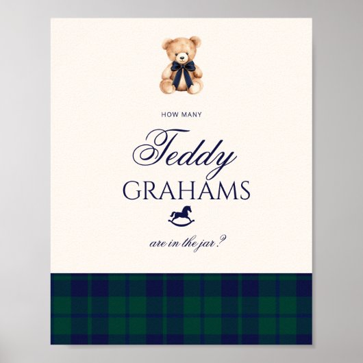 How many teddy grahams Teddy Bear Red Bow Poster (Voorkant)