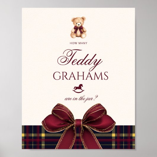 How many teddy grahams Teddy Bear Red Bow Poster (Voorkant)