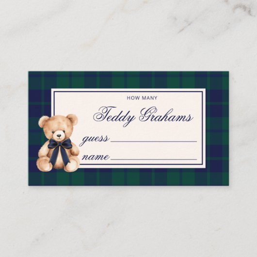 How Many teddy grahams Teddy Bear Red Plaid Informatiekaartje (Voorkant)