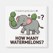 How Many Watermelons? Elephant Math Game Magneet (Voorkant)