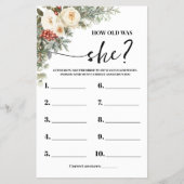 How old was She Winter Bridal Shower Game Card Flyer (Voorkant)