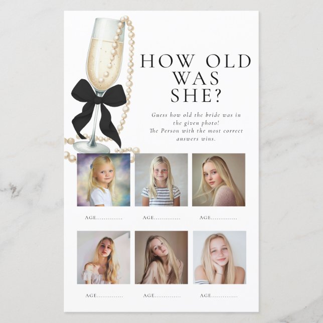 How old was the Bride Bridal Shower Game (Voorkant)