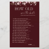 How Old Was the Bride Game | Burgundy Floral Game  (Voorkant)