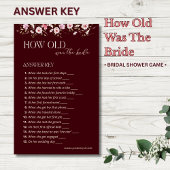 How Old Was the Bride Game | Burgundy Floral Game 