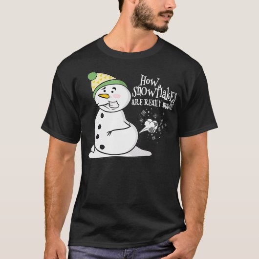 How Snowflakes Are Really Made Funny Snowman Chris T-shirt (Voorkant)