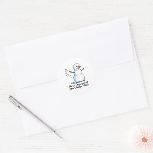 How Snowflakes Are Really Made Snowman Christmas J Ronde Sticker (Envelop)