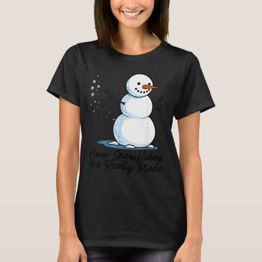 How Snowflakes Are Really Made Snowman Christmas J T-shirt (Voorkant)