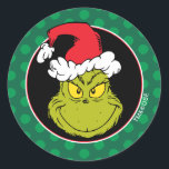 How the Grinch Stole Christmas | Naughty Grinch Ronde Sticker<br><div class="desc">De feestdagen zijn niet compleet zonder The Grinch. HOE DE GROTE STOLE CHRISTMAS EEN klassiek verhaal is van een stad genaamd Who-ville en hoe de kerstsfeer zelfs de koudste harten kan smelten.</div>