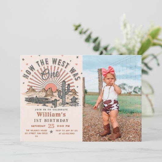 How The West was een Westerne Cowboy Verjaardagsfo Kaart (Staand voorkant)