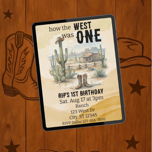 How the West was ONE, western 1st Birthday Kaart