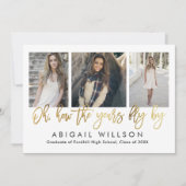 "How the years fly" Gold Script Graduparty Kaart (Voorkant)