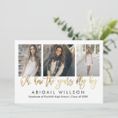 "How the years fly" Gold Script Graduparty Kaart (Staand voorkant)