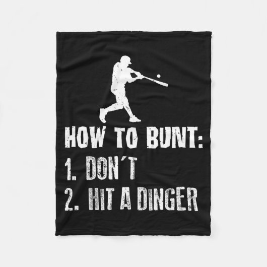 How To Bunt Don't Hit A Dinger Funny Baseball Fleece Deken (Voorkant)