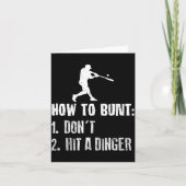 How To Bunt Don't Hit A Dinger Funny Baseball  Kaart (Voorkant)