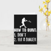 How To Bunt Don't Hit A Dinger Funny Baseball  Kaart (Gele Bloem)