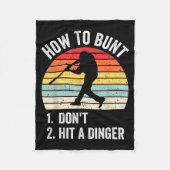 How To Bunt Don't Hit A Dinger Funny Baseball Play Fleece Deken (Voorkant)