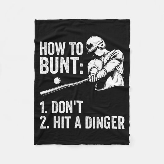 How To Bunt Don't Hit A Dinger Funny Baseball Play Fleece Deken (Voorkant)