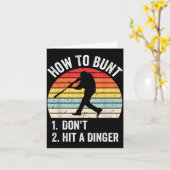 How To Bunt Don't Hit A Dinger Funny Baseball Play Kaart (Gele Bloem)