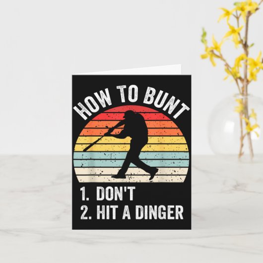 How To Bunt Don't Hit A Dinger Funny Baseball Play Kaart (Gele Bloem)