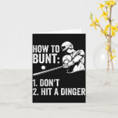 How To Bunt Don't Hit A Dinger Funny Baseball Play Kaart (Gele Bloem)