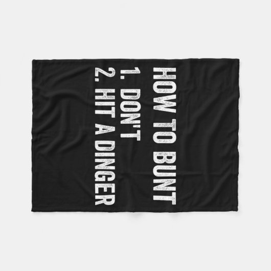 How To Bunt Don't Hit A Dinger Funny Baseball Soft Fleece Deken (Voorkant (Horizontaal))