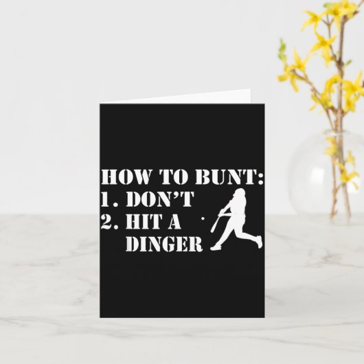 How To Bunt Don't Hit A Dinger Funny Baseball Soft Kaart (Gele Bloem)