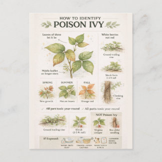 How to Identify Poison Ivy – Educational Botanical Briefkaart